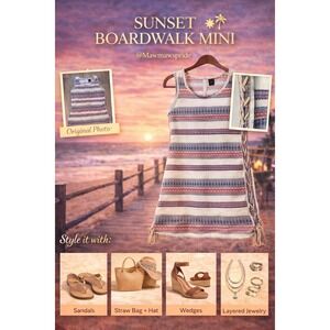 Ethereal by‎ Paper Moon Dress Sleeveless Mini Boho Artsy Coastal Cowgirl S/M
080